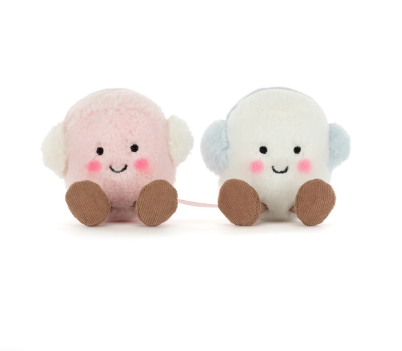 jellycat plush two marshmallows pink white earmuffs